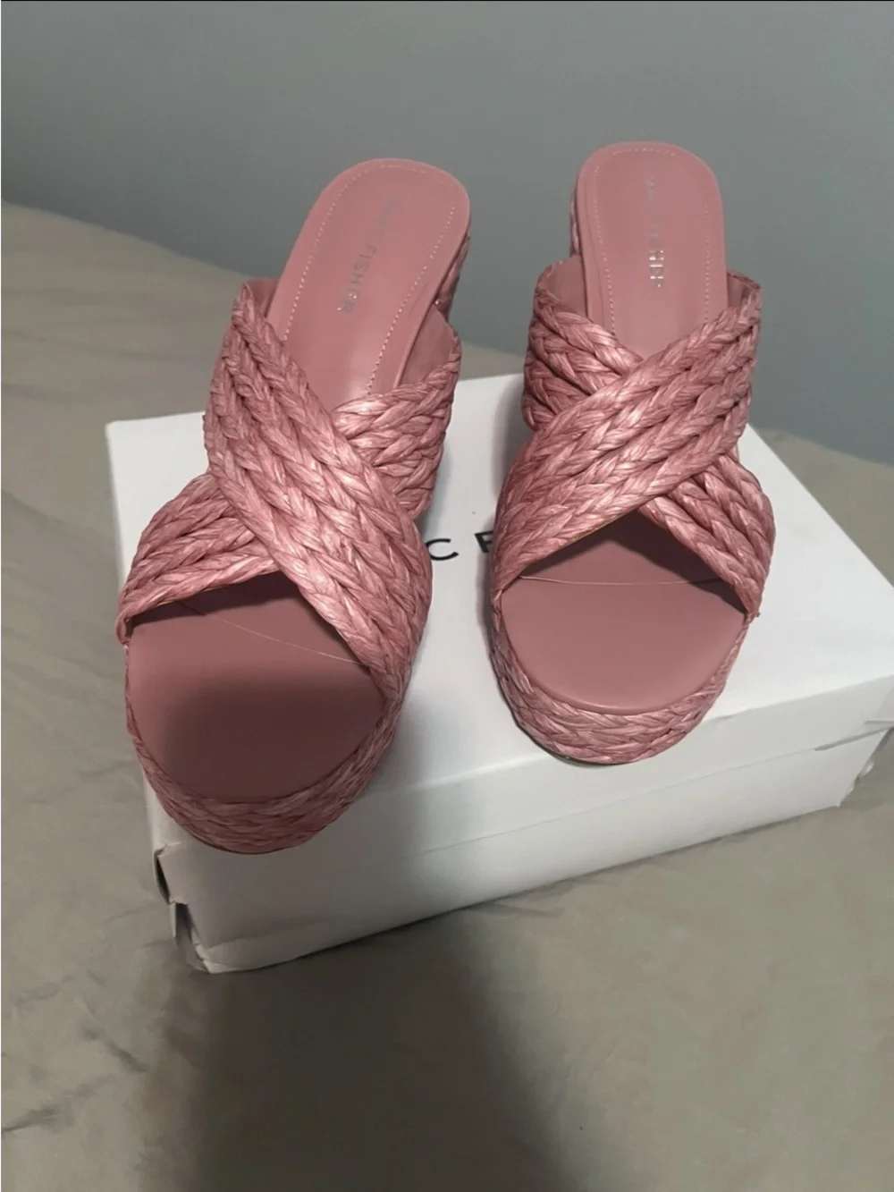 Marc Fisher Braided Pink Wedge Sandals